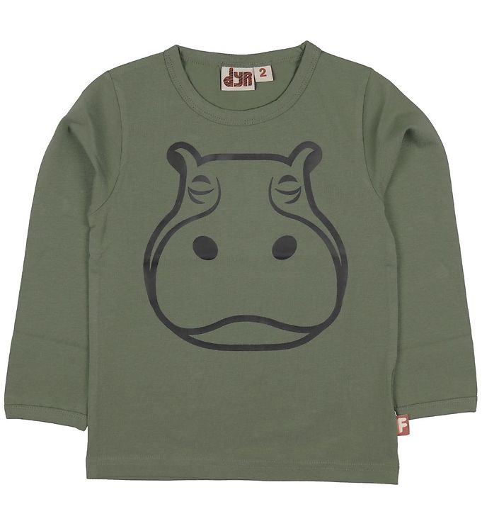 DYR Bluse - Roar T - Grøn m. Flodhest