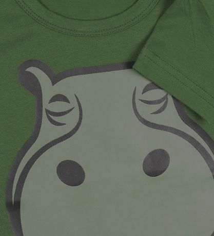DYR T-shirt - DYRGrowl - Grøn m. Flodhest