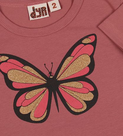 DYR T-shirt - Wildlife - Rosa m. Sommerfugl