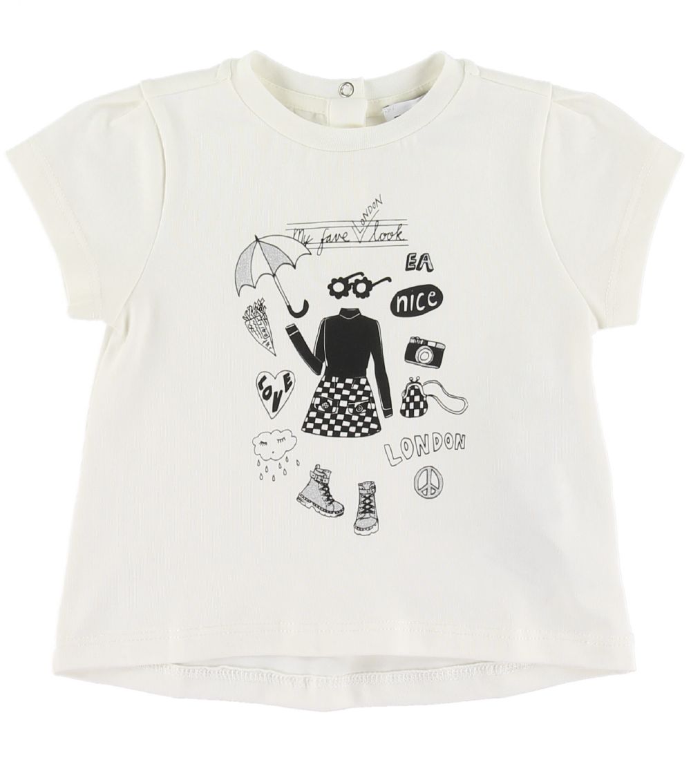 Emporio Armani T-Shirt - Latte m. Print - Emporio Armani - 74 - T-Shirts