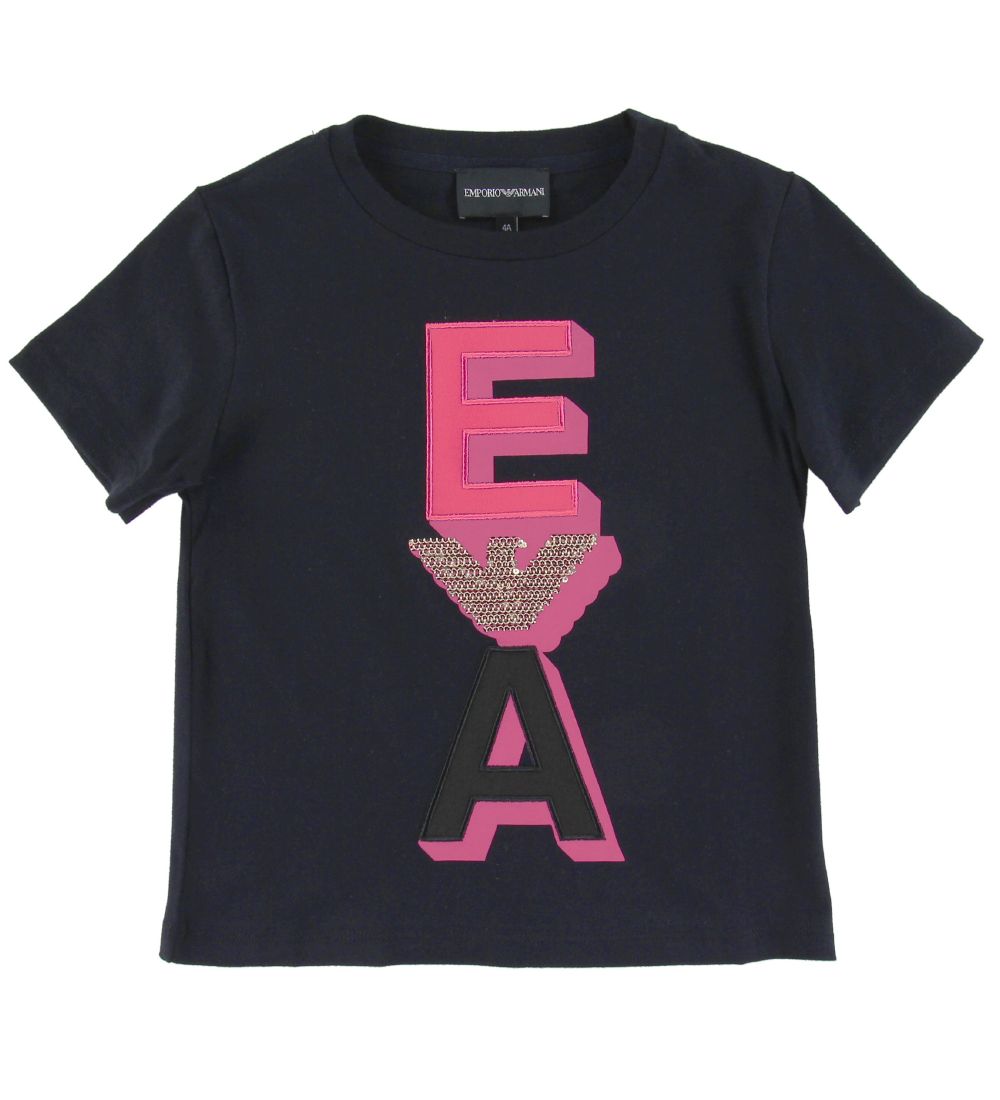 Emporio Armani T-Shirt - Navy m. Pink/Gold - Emporio Armani - 6 Jahre (116) - T-Shirts