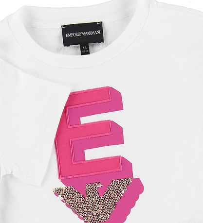 Emporio Armani T-shirt - Hvid m. Pink/Guld Emporio Armani T-shirt - Hvid m. Pink/Guld