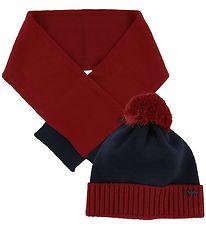 Emporio Armani Gaveæske - Strikhue/Tørklæde - Uld - Rød/Navy Emporio Armani Gaveæske - Strikhue/Tørklæde - Uld - Rød/Navy