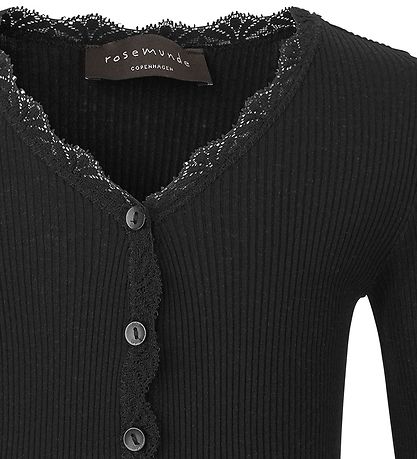 Rosemunde Cardigan - Silke/Bomuld - Rib - Sort Rosemunde Cardigan - Silke/Bomuld - Rib - Sort