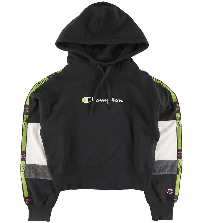 Champion Fashion Hættetrøje - Crop - Sort m. Logo