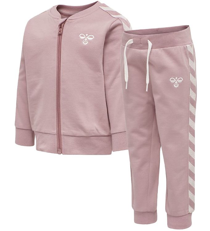 Hummel Sweatsæt - HMLBille - Rosa m. Hvid