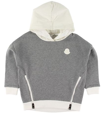 Moncler Hættetrøje - Gråmeleret/Hvid Moncler Hættetrøje - Gråmeleret/Hvid