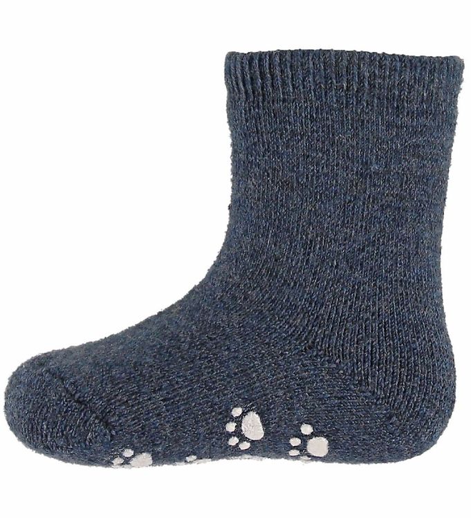 Joha Strømper - Uld - Blå m. Anti-slip