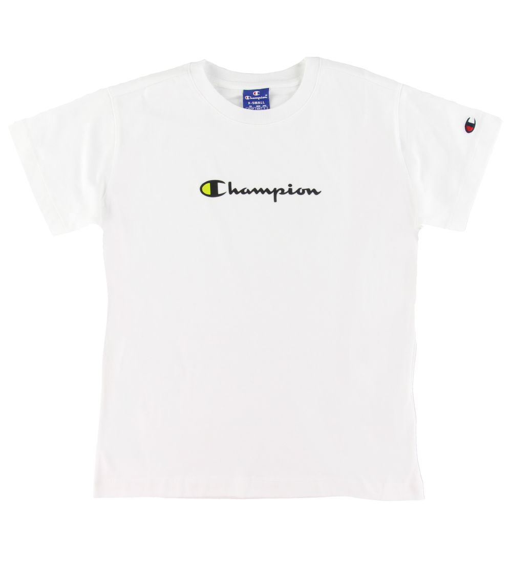 Champion Fashion T-Shirt - Weiß m. Logo - Champion - 18-20 Jahre - T-Shirts