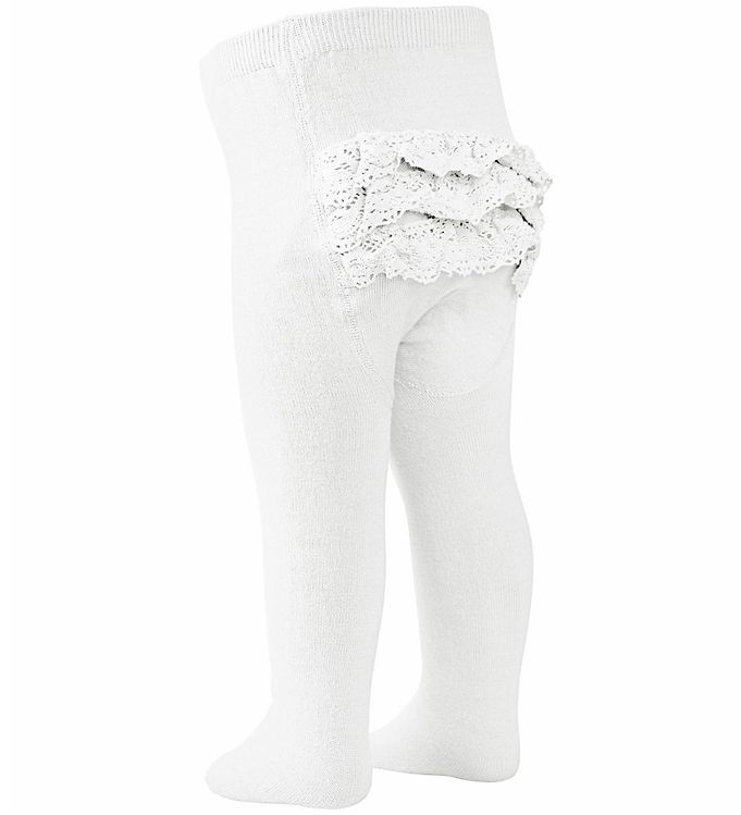 MP Strømpebukser - Hvid m. Blonder