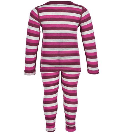 Color Kids Skiundertøj - Beet Red m. Striber