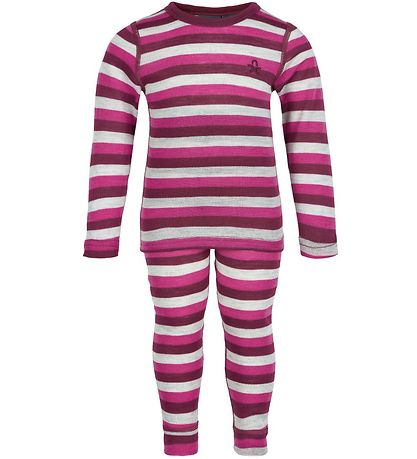 Color Kids Skiundertøj - Beet Red m. Striber