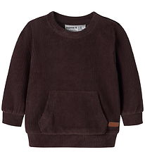 Name It Bluse - Velour - Rib - Chocolate Plum