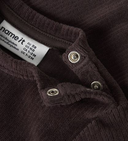 Name It Bluse - Velour - Rib - Chocolate Plum