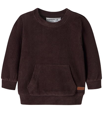 Name It Bluse - Velour - Rib - Chocolate Plum