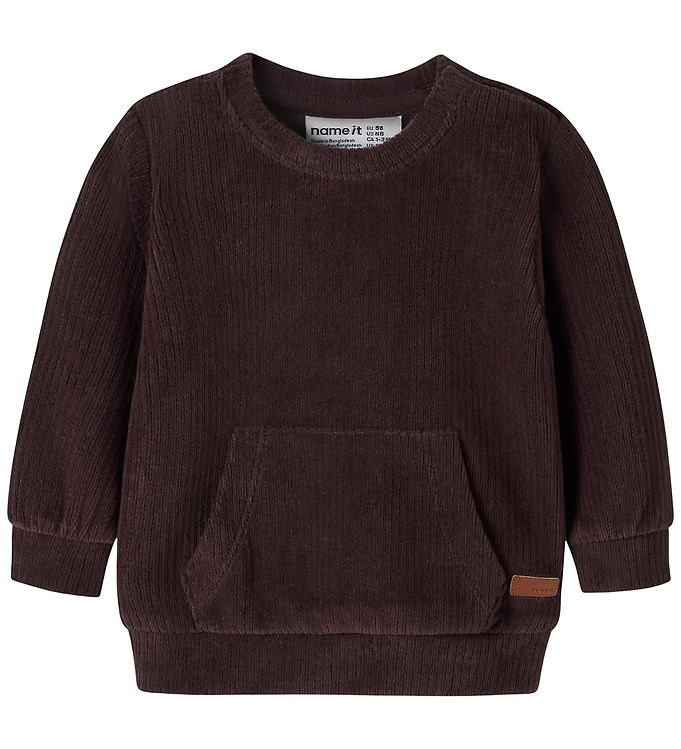 Name It Bluse - Velour - Rib - Chocolate Plum