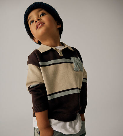 Name It Polobluse - Strik - NmmRal - Chocolate Plum/With N