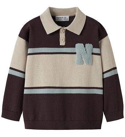 Name It Polobluse - Strik - NmmRal - Chocolate Plum/With N