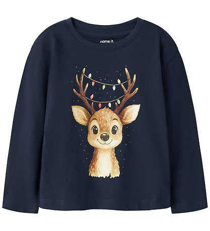 Name It Bluse - NmfVosmas - Navy Blazer/Reindeer Lights