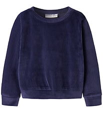 Name It Bluse - Fløjlsvelour - Cropped - NmfVeloa - Evening Blue