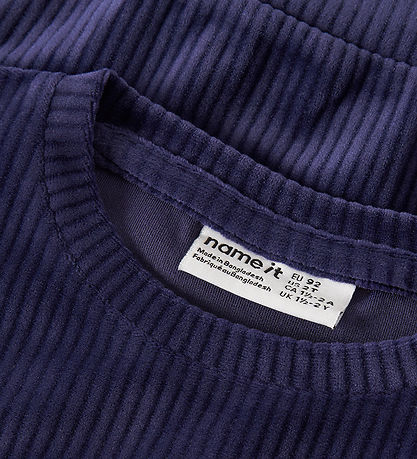Name It Bluse - Fløjlsvelour - Cropped - NmfVeloa - Evening Blue