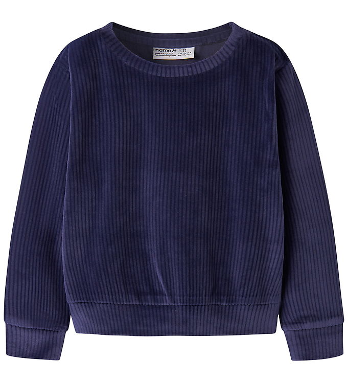 Name It Bluse - Fløjlsvelour - Cropped - NmfVeloa - Evening Blue