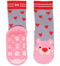 Melton Socks - Anti-Slip - Pink Bear - Day break