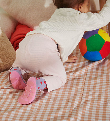 Melton Strømper - Anti-Slip - Pink Bear - Daybreak