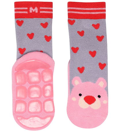 Melton Strømper - Anti-Slip - Pink Bear - Daybreak