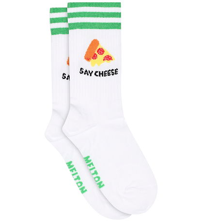 Melton Strømper - Pizza - White