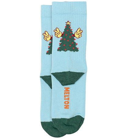 Melton Strømper - Tree peace - Sky Blue