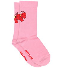 Melton Socks - Antlers Bow - Begonia Pink