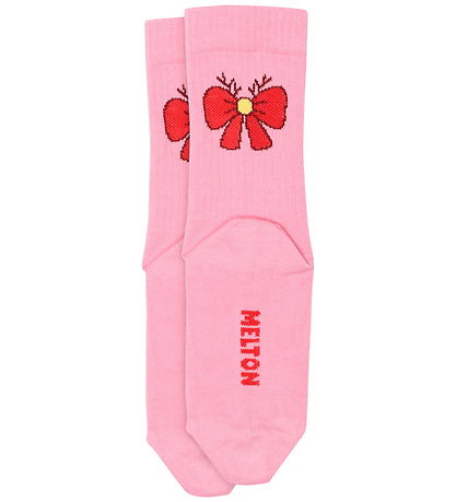 Melton Strømper - Antler bow - Begonia Pink