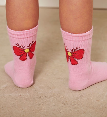 Melton Strømper - Antler bow - Begonia Pink