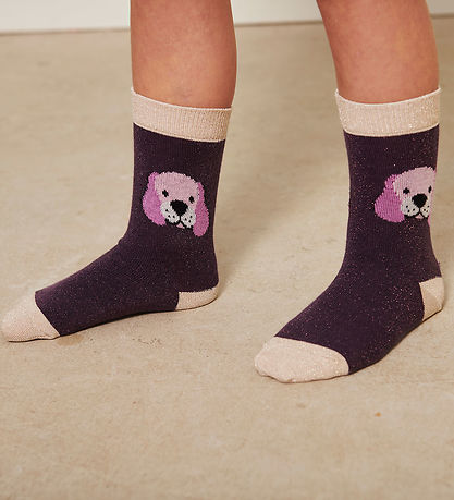 Melton Strømper - Doggy Glitter - Dark Purple