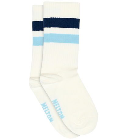 Melton Strømper - Sporty Stripe - Sky Blue