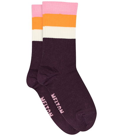 Melton Strømper - Wide stripes - Begonia Pink