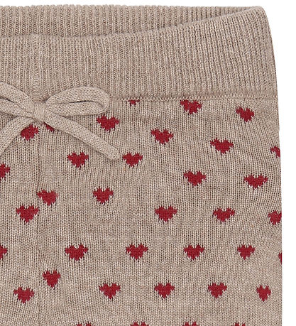 Hust and Claire Leggings - Strik - HCLisa - Biscuit m. Hjerter