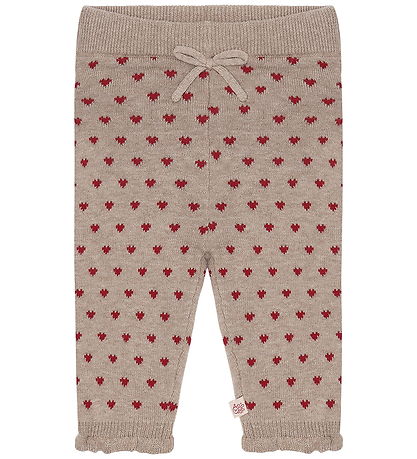 Hust and Claire Leggings - Strik - HCLisa - Biscuit m. Hjerter