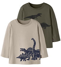 Name It Bluser - 2-pak - Olive Night/Island Fossil