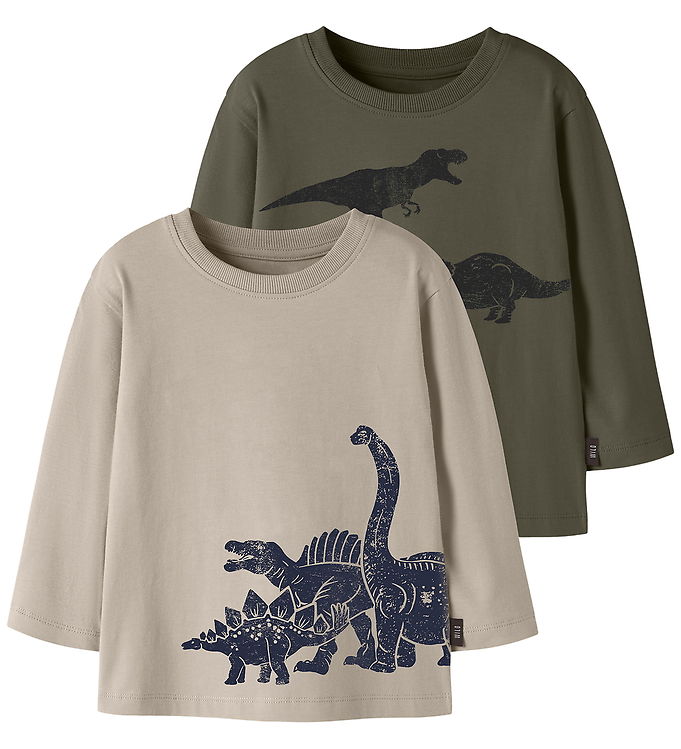 Name It Bluser - 2-pak - Olive Night/Island Fossil