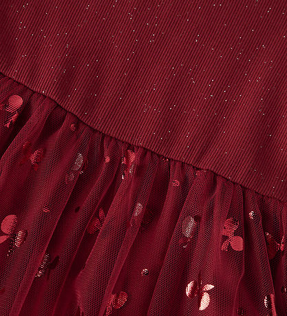 Name It Kjole - Rib - Tyl - NmfRosally - Red Dahlia