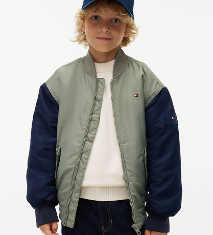 Tommy Hilfiger Bomberjakke - Green Allover m. Logo