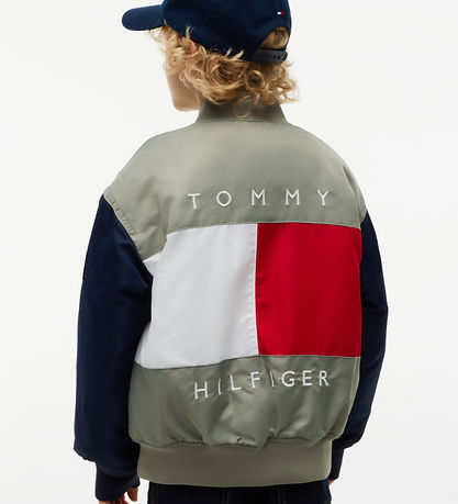 Tommy Hilfiger Bomberjakke - Green Allover m. Logo
