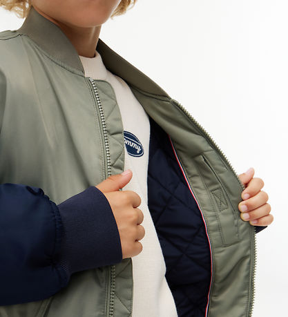 Tommy Hilfiger Bomberjakke - Green Allover m. Logo