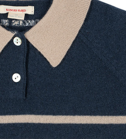 Konges Sløjd Polobluse  Uld - Dark Blue Stripe