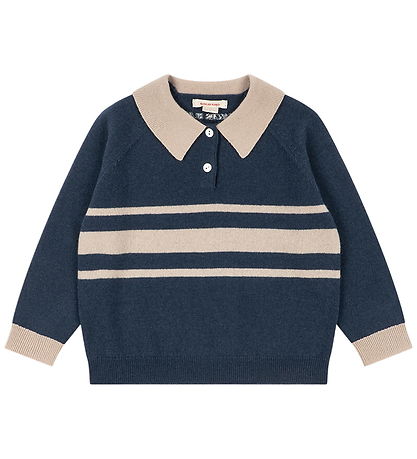 Konges Sløjd Polobluse  Uld - Dark Blue Stripe
