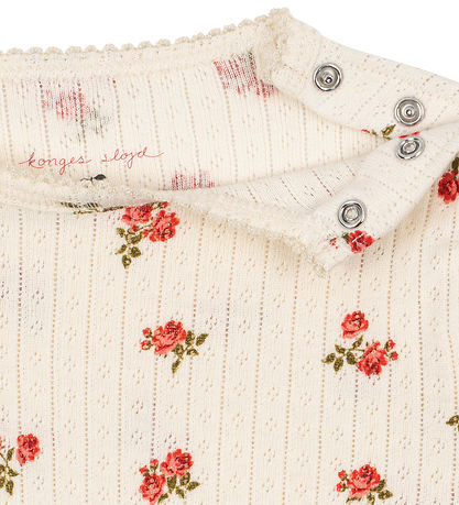 Konges Sløjd Body l/æ - Minnie - Rosa Rouge m. Hulmønster