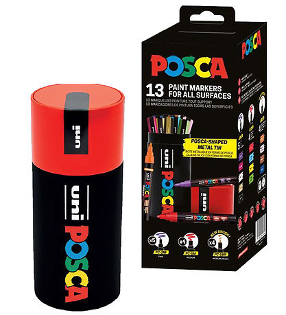 Posca Tuscher m. Metalkasse - 13 stk - Multifarvet