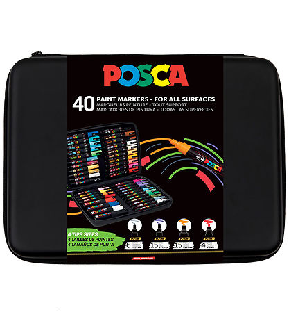 Posca Tuscher m. Kuffert - 40 stk - Multifarvet
